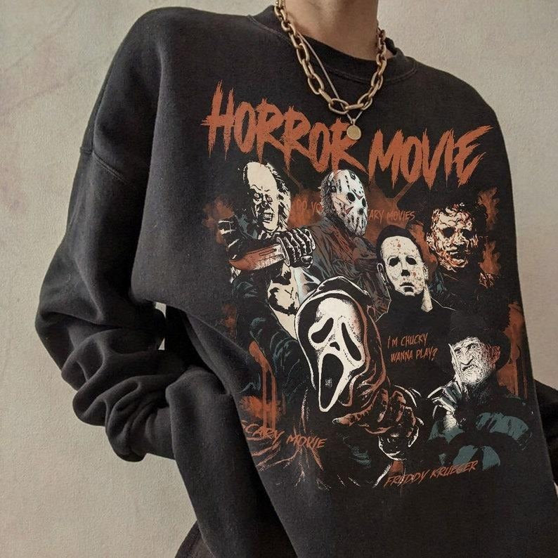 Vintage Michael Myers Halloween Crewneck Sweatshirt, Horror Movie Sweatshirt