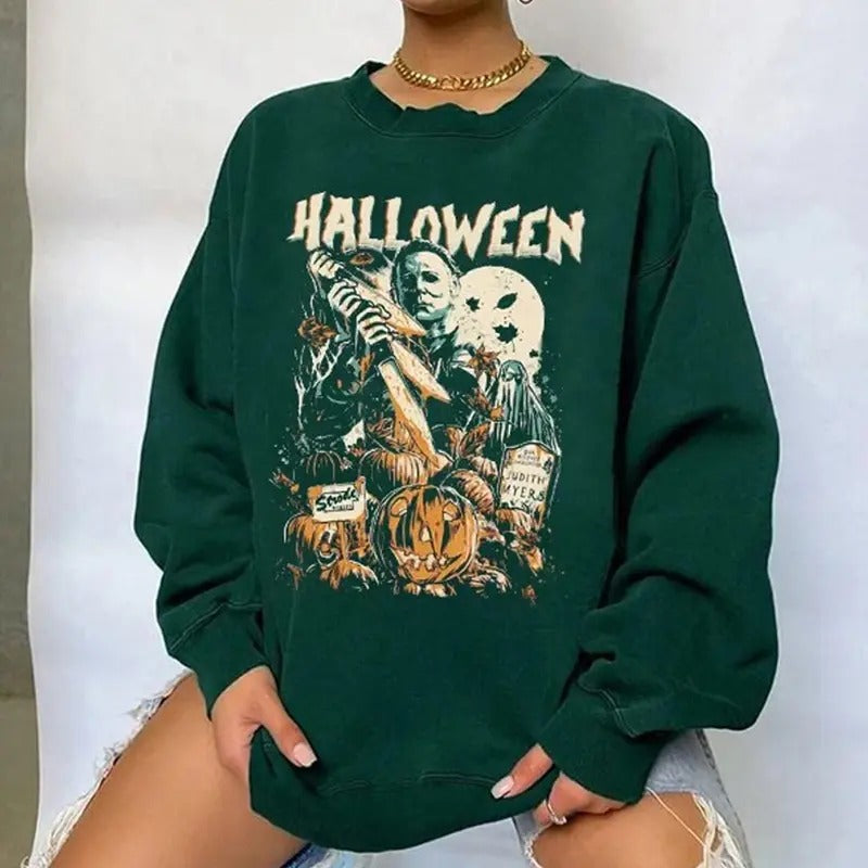 Vintage Michael Myers Scary Halloween Sweatshirt, Trending Myers Horror Movies Crewneck Sweatshirt Womenswear Check
