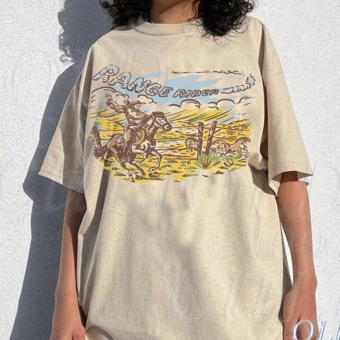 Vintage Ranger Rider 90s T-Shirt, Vintage Country Shirt, Wester Unisex Retro Tee, Cotton Washed Shirt, Wild West Gift, Vintage Tee Unisex Full Size