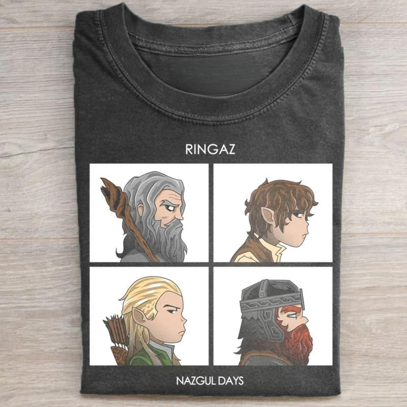 Vintage Ringaz Nazgul Days Graphic Tee - The Lord of The Rings Movie Shirt - Gandalf & Frodo Baggins - Legolas & Gimli - Fantasy Rings - LotR Shirt Top Womenswear