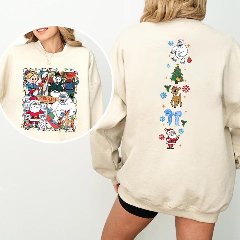 Vintage Rudolph Christmas Sweatshirt Hoodie T-shirt, Retro Christmas Shirt, Red Nosed Reindeer Sweatshirt, Cute Christmas Shirt, Rudolph Santa Sweatshirt