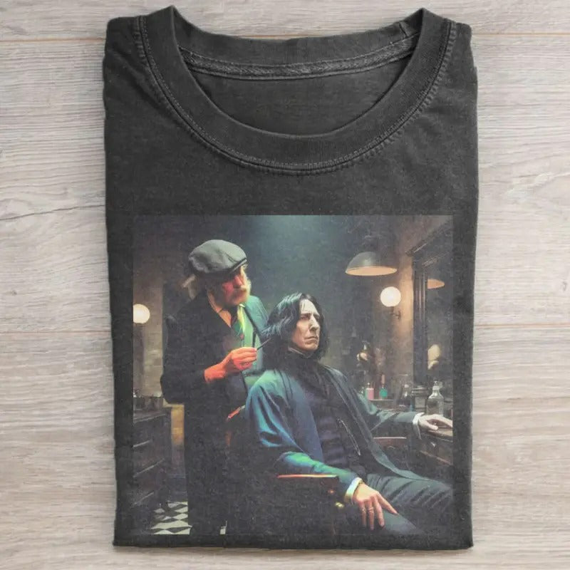 Vintage Severus Snape Cutting Hair Graphic Tee - Harry Potter Movie Tshirt - Harry Potter Wizards - Funny Shirt - Halloween Shirt