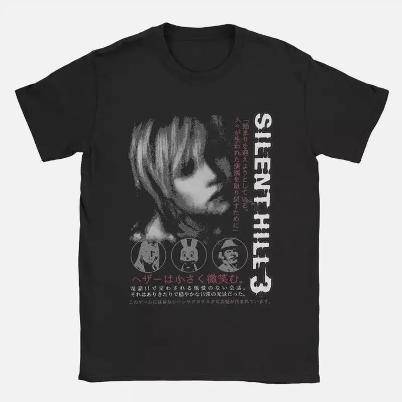 Vintage T-Shirt Silent Hill 3 Leisure Pure Cotton Tee Shirt Short Sleeve T Shirt Halloween - graphic tshirt - game unisex tee Casual Fabric