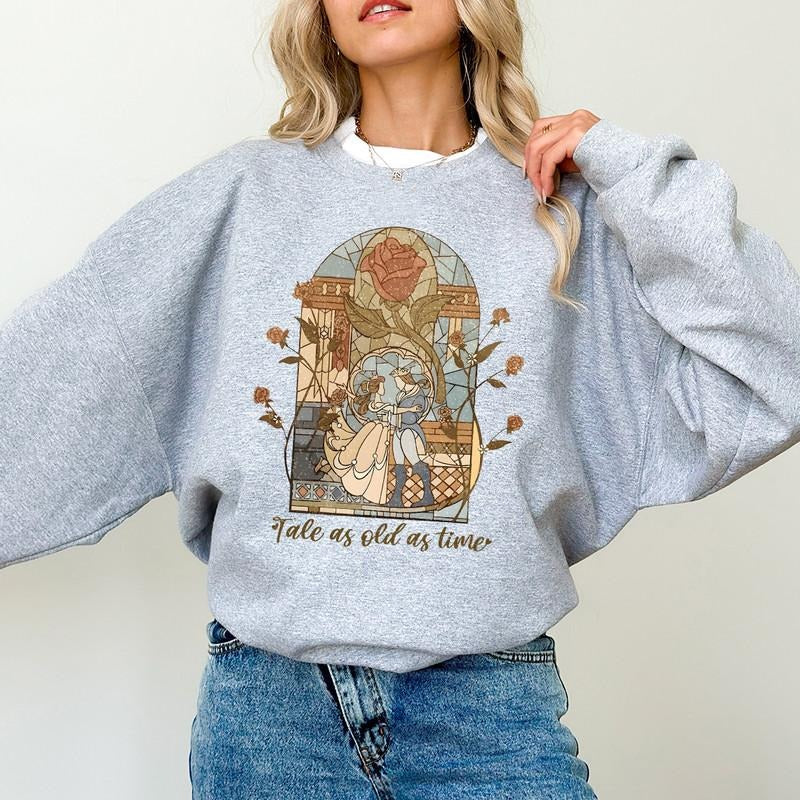 Vintage Tale as Old as Time Sweatshirt, Retro Beauty and the Beast Shirt, Beauty Belle Sweater, Gift for Her