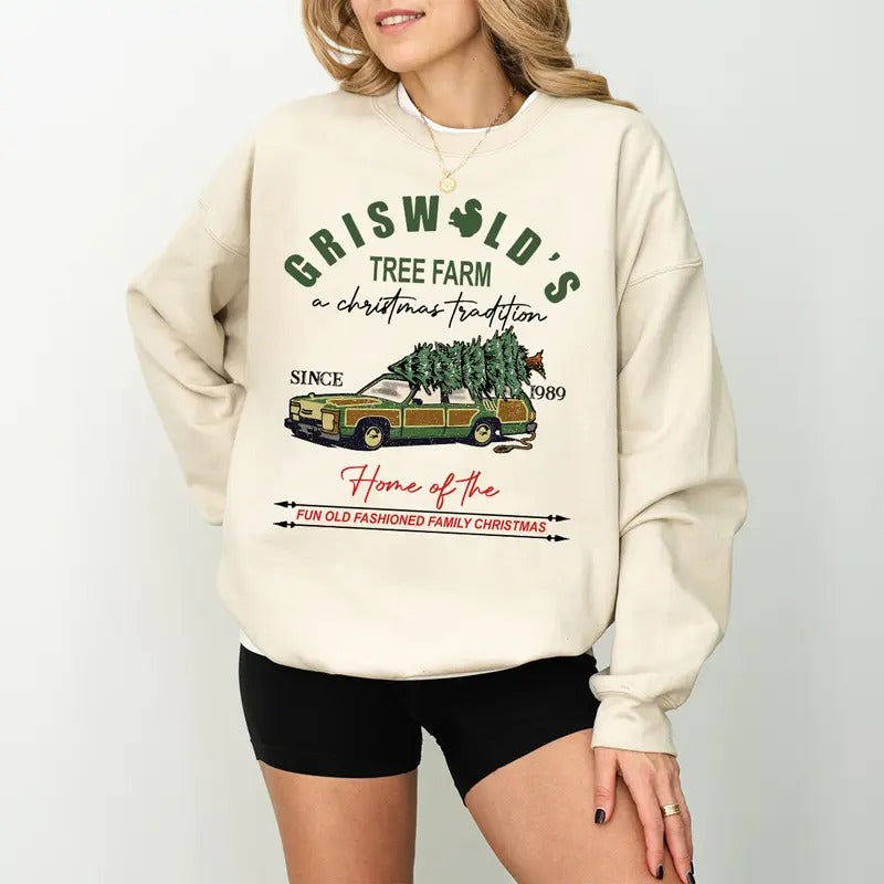 Vintage Tree Farm Christmas Since 1989 Sweatshirt, Christmas Shirt, Christmas Movie Shirt, Men's Women's Xmas Crewneck