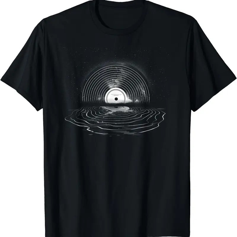 Vinyl Music Vinyl Moon Vinyl Record Lovers Collectors T-Shirt | Unisex Cotton Tee, Short Sleeve, Crewneck, Size S-5XL
