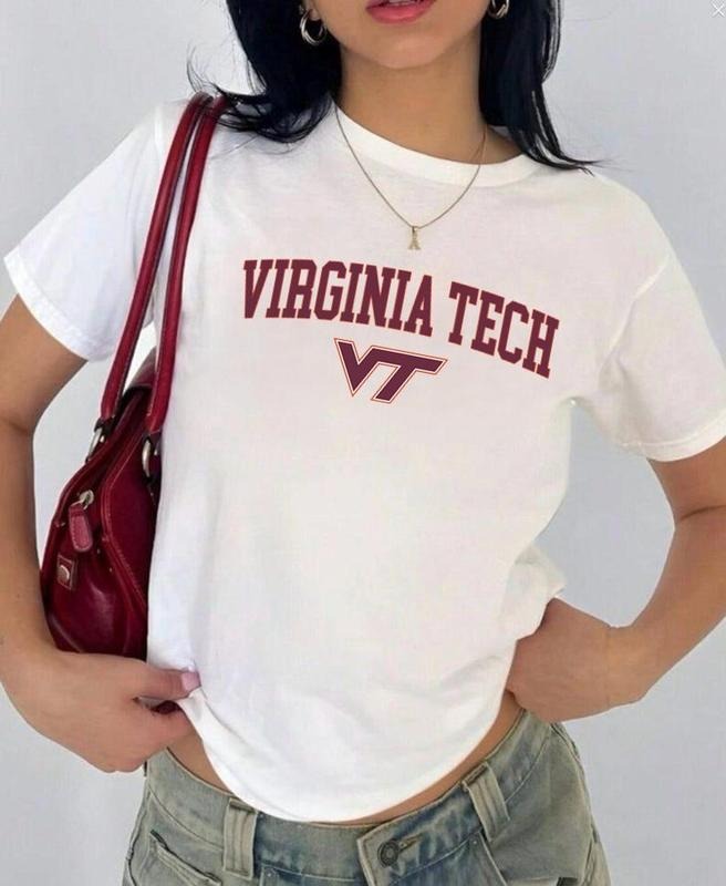 Virginia Tech Vintage Sport Teams NCAA Collection Unisex Crewneck Black Baby Tee, Graphic Team Collection Baby Tee, Gift For NCAA Fans