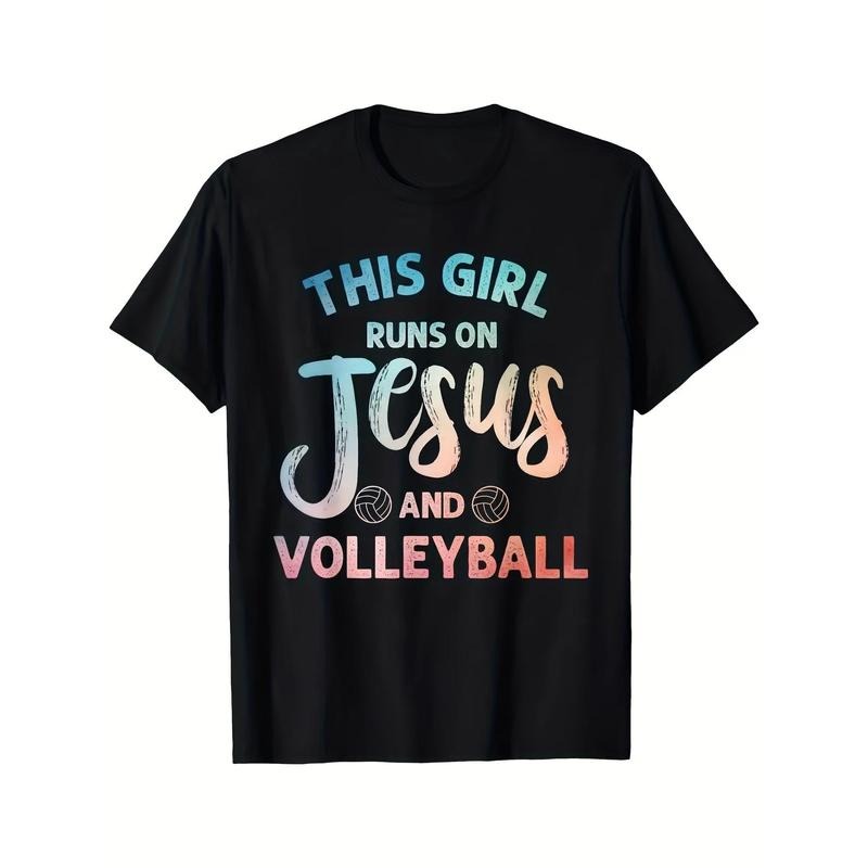 Volleyball Player Christian Volleyball Art T-Shirt, Men's Vitality Sports Style made in usa