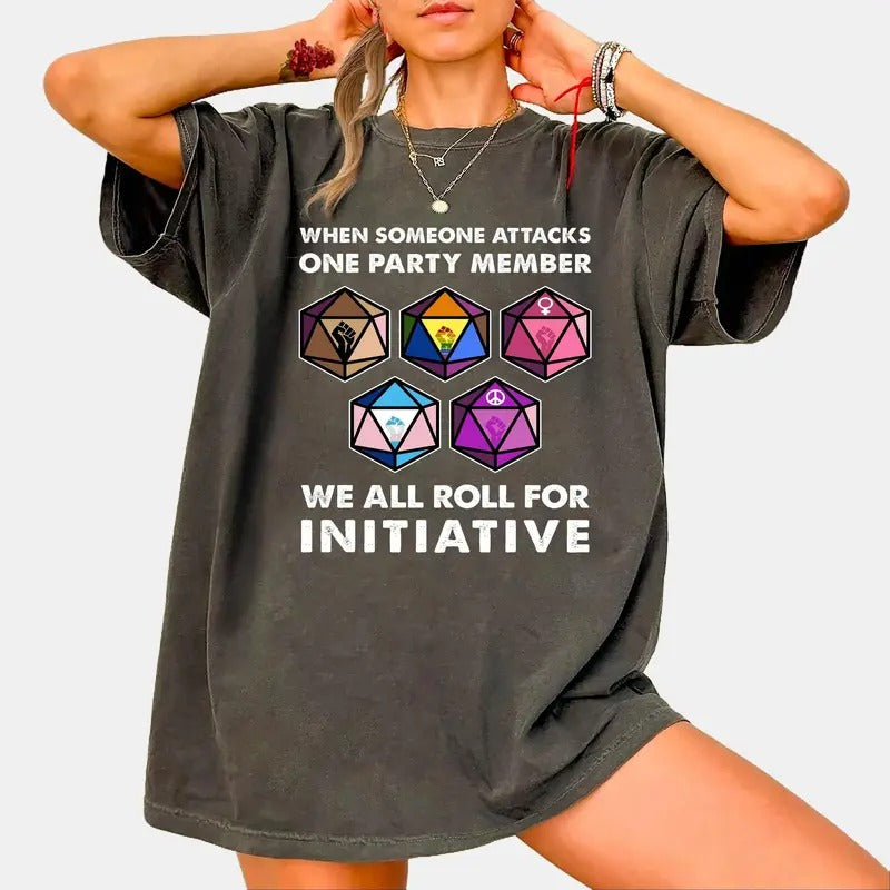 We All Roll For Initiative Shirt, Dunge0ns and Drag0ns Shirt, Meme Tee, Vintage Style Sweatshirt, Game Master Hoodie, Gamer Shirt