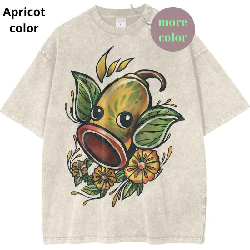 Weepinbell Graphic T-Shirt, Pokemon Shirt, PKM Shirt, Anime Shirt, Vintage Tee Cotton Womenswear Top