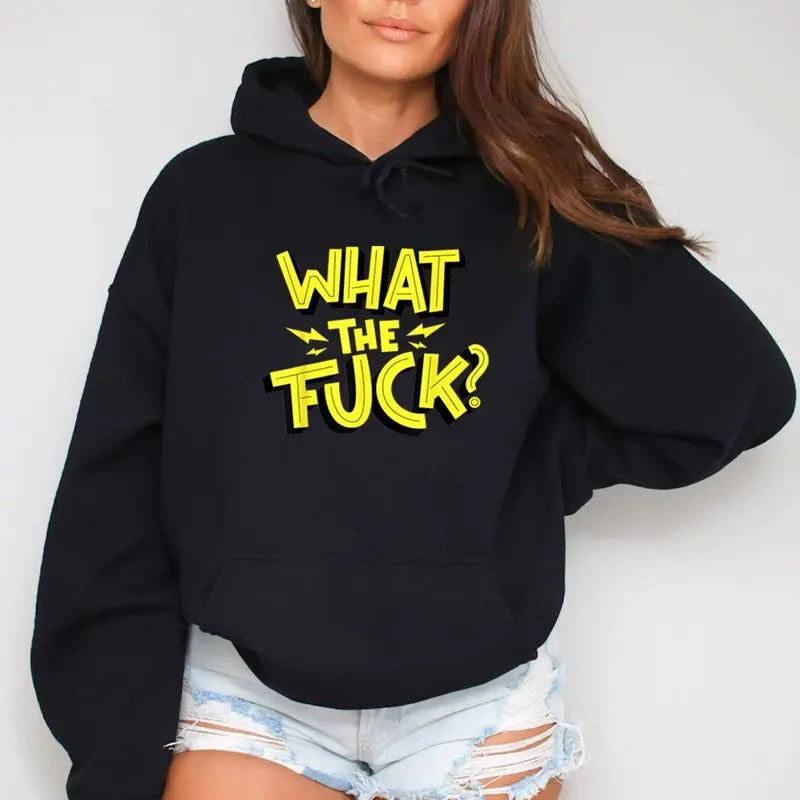 What The F*ck Funny Sweatshirt Casual Street Style Fleece Crewneck Pullover Sweatshirt Tops Trendy For Women For Men, Perfect Gift
