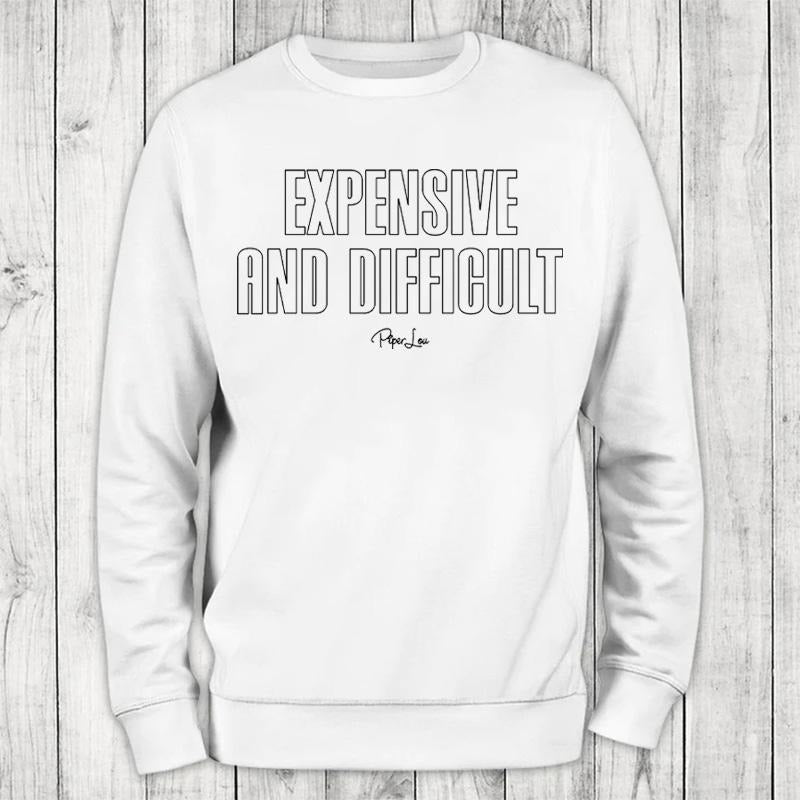 Expensive And Difficult Outline Sweatshirt, Proudly Printed In The USA, Sweatshirt Gray / White, #sassy #cute #colorprint