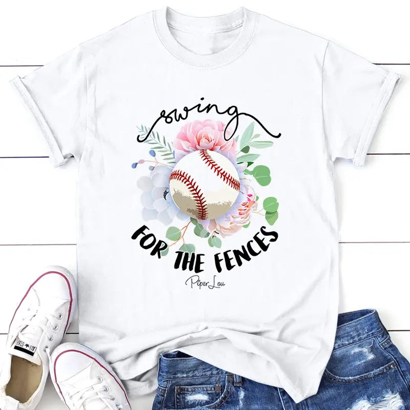Swing For The Fences Baseball Tee, Proudly Printed In The USA, Tee Gray / White, #sassy #cute #colorprint