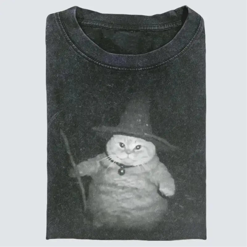 Wi!.zard Cat Vintage Shirt, Cat T-Shirt, Meme Cr!nge Funny Dumb Shirts, Unisex Movie, Gift for Fan,Gift For Women and Man T-Shirt, Top Womenswear