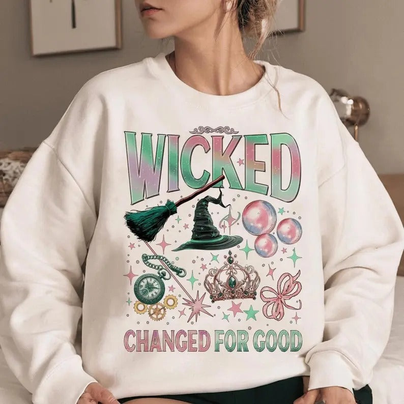 Wicked Change For Good Sweatshirt, Defy Gravity Broomstick Magic Wand, Wizard Movie Fan Sweatshirt, Musical Fan Gift, Wicked Movie Sweatshirt