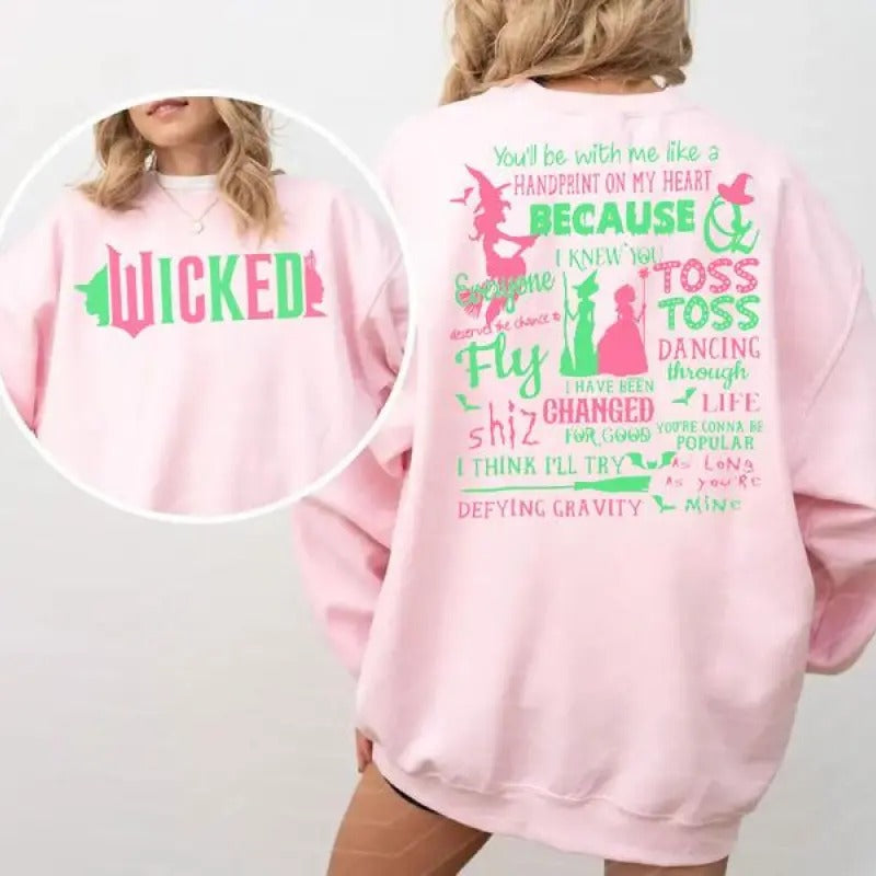 Wicked Glitter Shirt, Wicked Defy Gravity Broomstick Magic Wand Shirt, Wizard of Oz Movie Fan Sweatshirt, Changed For Good Shirt