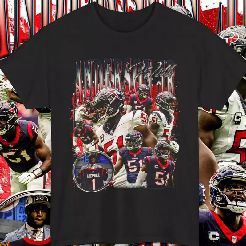 Will Anderson Jr. T-Shirts Graphic Tee Vintage Houston Football Unisex, Apparel for Game Day, Gift for Football Fans