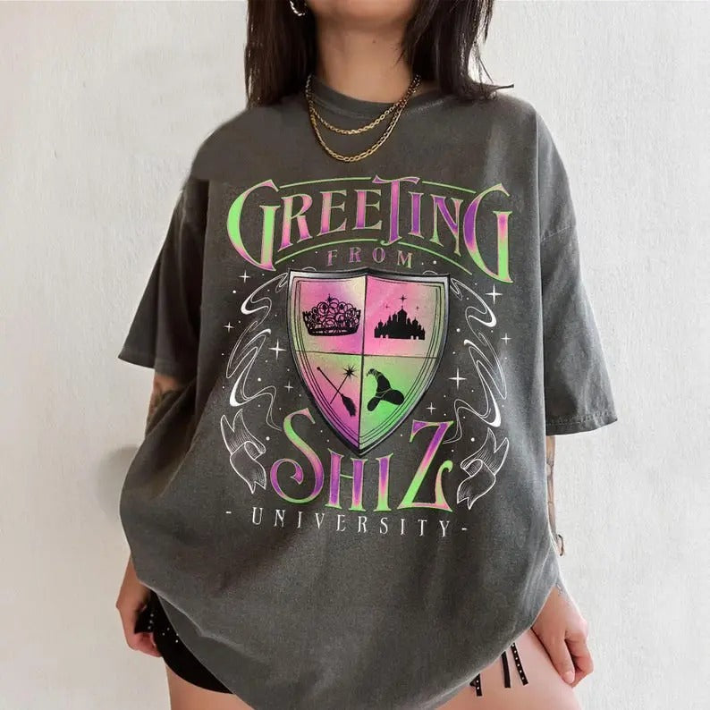 Wizard University Movie Fan Shirt, Changed For Good T Shirt, Wicked Defying Gravity Tee, Pink And Green Gift Crewneck Cotton