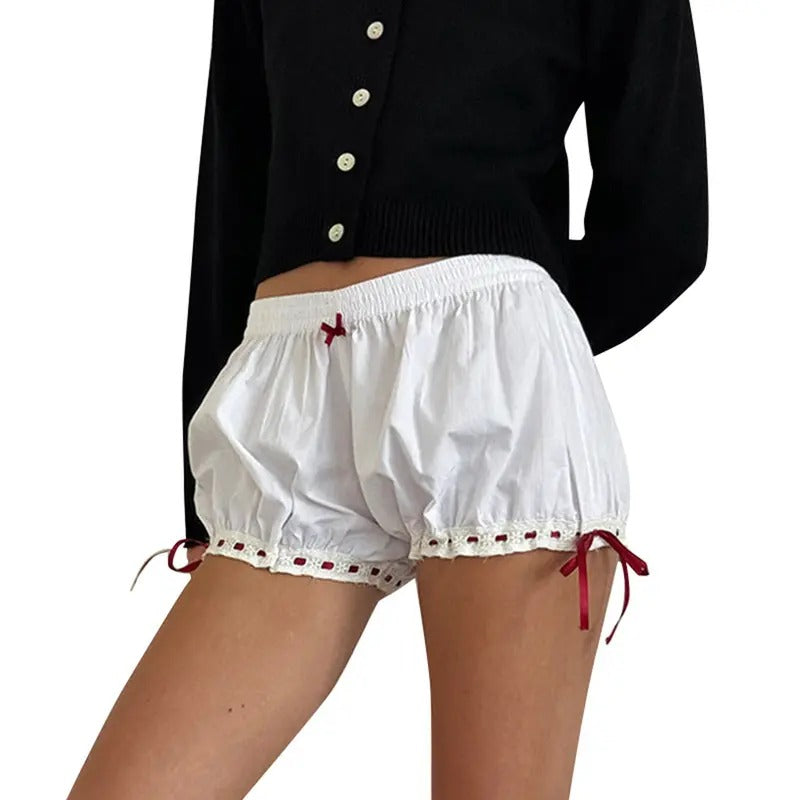 Women Casual Hot Shorts Summer Contrast Color Drawstring Ribbon Elastic Short Pants for Vacation Beach Streetwear Fashion Womenswear