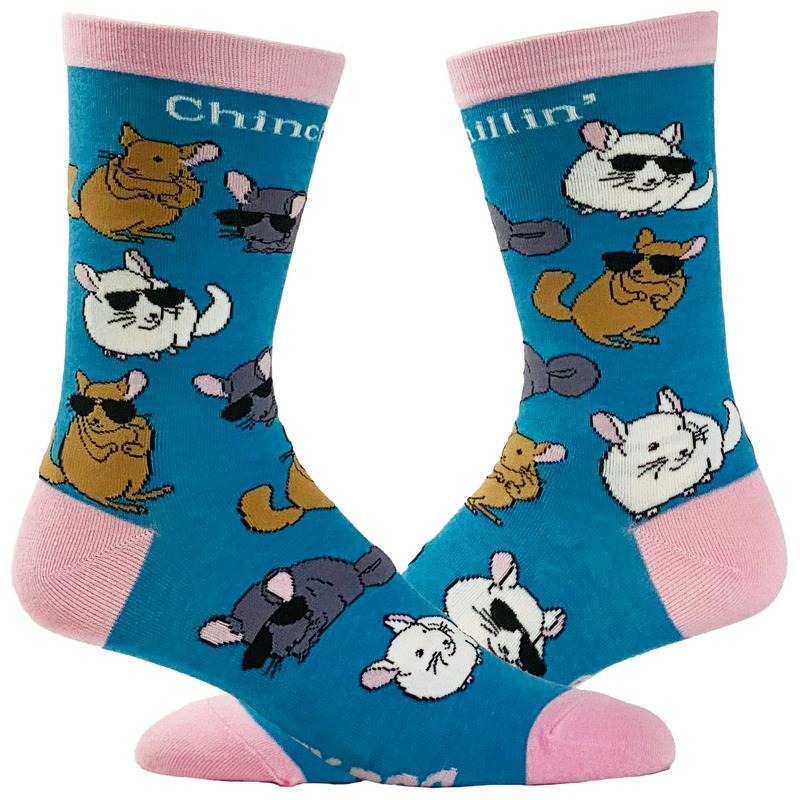 Women's Chinchillin Socks Funny Cool Chinchilla Cute Pet Rodent on Sock Graphic Novelty Footwear Funny Graphic Socks Comfortable Fitted Spandex Cotton