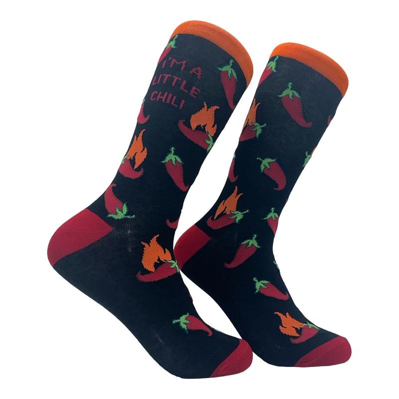 Women's Im A Little Chili Socks Funny Spicy Hot Peppers Joke Footwear Funny Graphic Socks Comfortable Fitted Spandex Cotton