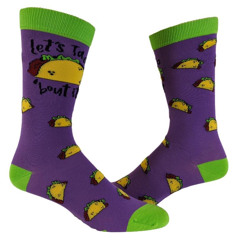 Women's Let's Taco Bout It Socks Funny Cinco De Mayo Taco Tuesday Novelty Footwear Funny Graphic Socks Comfortable Fitted Spandex Cotton