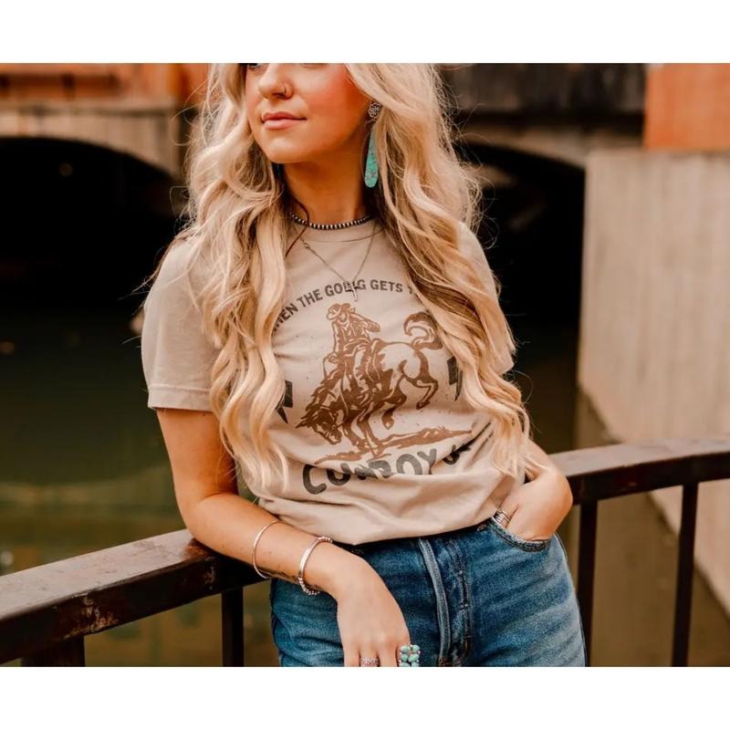 Women's Wild Junkie Graphic Tee, Cowboy Up Design, Western Country Style Shirt