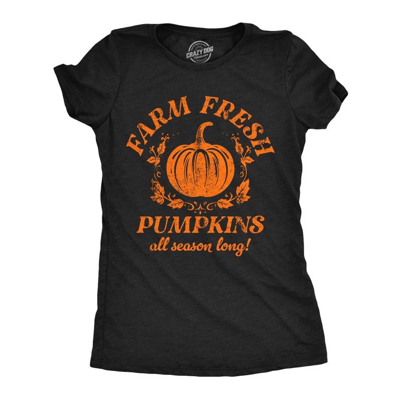 Womens Funny T Shirts Farm Fresh Pumpkins Sarcastic Halloween Graphic Tee For Ladies Funny Womens T Shirts Cute Slimming Top Comfortable Soft Womenswear Halloween Tops for Women Funny Sarcastic Top Black -