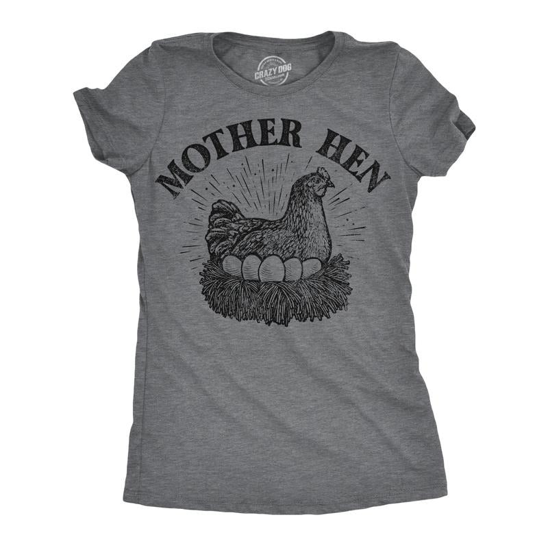 Womens Funny T Shirts Mother Hen Sarcastic Mothers Day Grapic Tee For Ladies Funny Womens T Shirts Cute Slimming Top Comfortable Soft Womenswear Mother's Day Tops for Women Funny Animal Top Women's Dark Grey