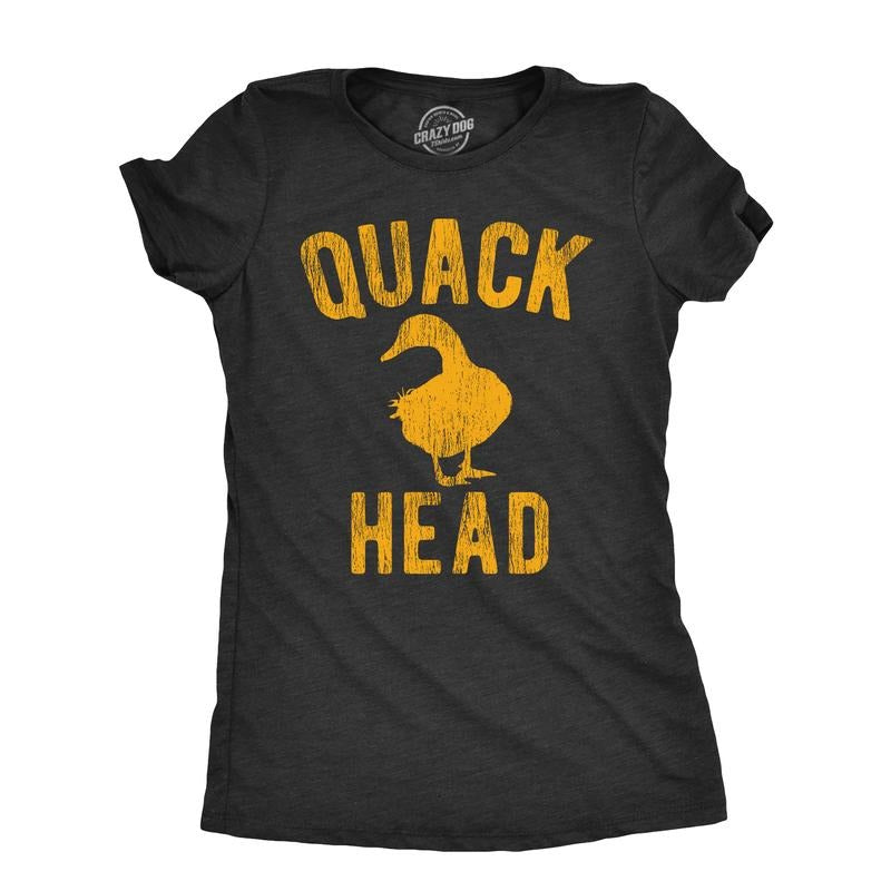 Womens Quack Head T Shirt Funny Duck Hunter Drug Addict Joke Tee For Ladies Funny Womens T Shirts Cute Slimming Top Comfortable Soft Womenswear Sarcastic Tops for Women Funny Animal Top Women's Black -