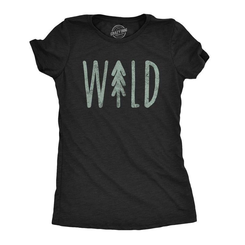 Womens Wild T shirt Cute Vacation Adventure Camping Hiking Vintage Graphic Tee Funny Womens T Shirts Cute Vintage Fashion T-Shirt Gift Black