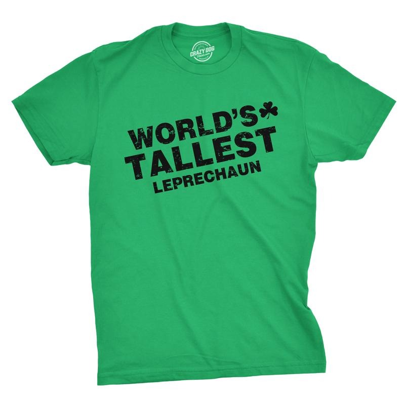 Worlds Tallest Leprechaun T Shirt Funny Sarcastic St Pattys Saint Patricks Day Mens Funny T Shirts Cool Tees Soft Stylish Casual Menswear Saint Patrick's Day Apparel for Men Funny Drinking Short Navy -