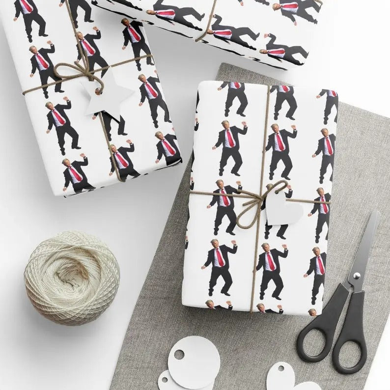 Wrapping Papers, Christmas Gift Wrap, Trump 47 Dancing Republican Gag Gift, Funny Paper, White Elephant Gifts