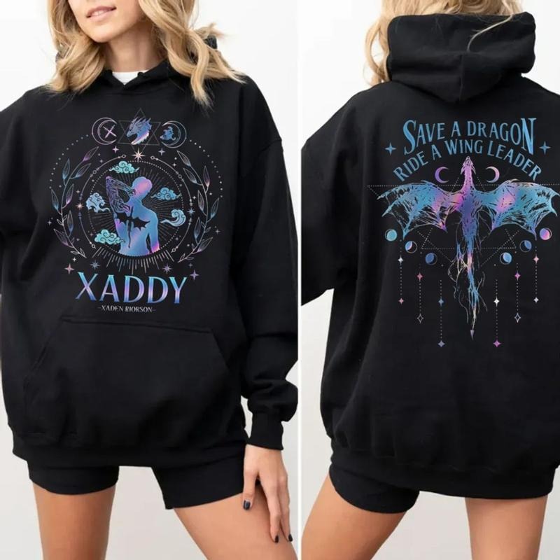 Xaden Riorson Shirt 2 Sides, Trendy Xaddy Sweatshirt, Xaden Fourth Wing Fan Hoodie, Onyx Storm, Dragon Rider 2 Sided Tshirt, Unisex Sweater Pullover Tee