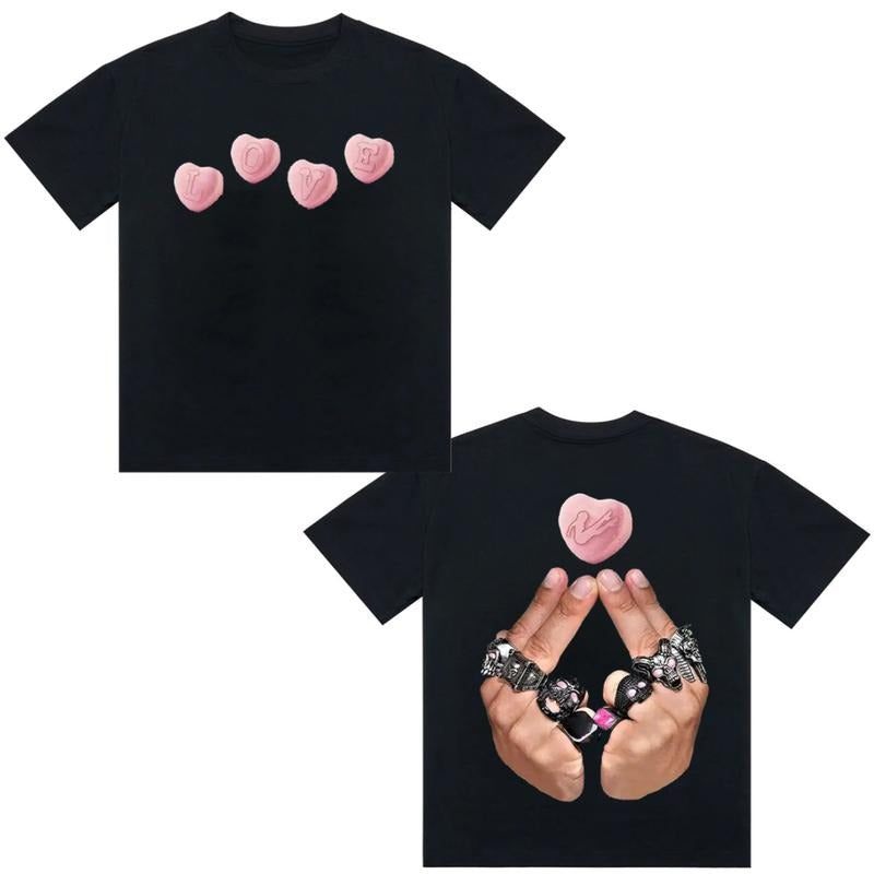 Y2K Hand Sign Love Tshirt Graphic Tee Cotton Unisex Top Streetwear