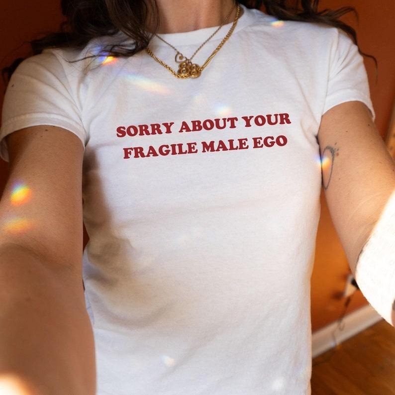 Y2k Baby Tee Funny Quote Shirt Unhinged Feminist Baby Tee Coquette Aesthetic Cotton Fashion