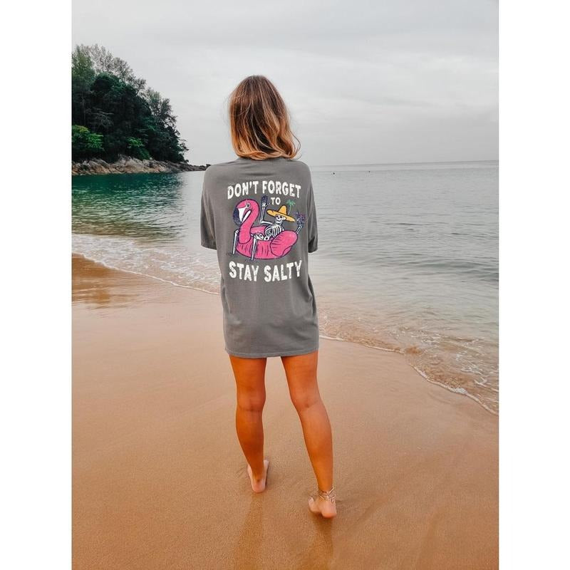 Youth Girls Clothing Stay Salty Tee, Salty Skeleton T-shirt, T-shirt, Beach Tee, Salty T-shirt, Funny Skeleton Beach Tee, Size up for Oversized