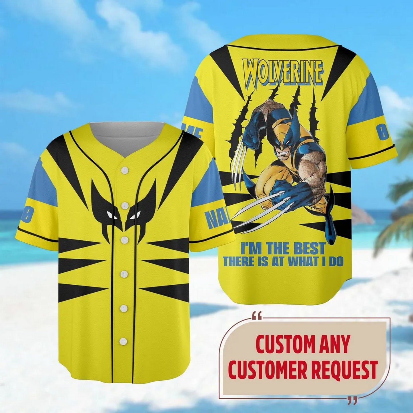 Custom Name And Number Wolverine Yellow Baseball Jersey