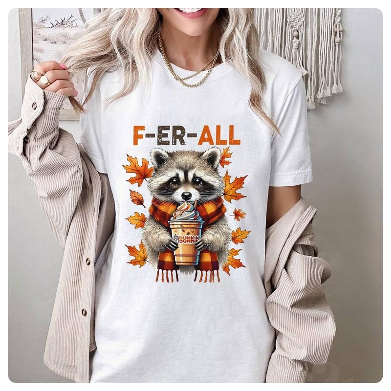 donut dunkin Raccoon Feral Girl Shirt donut dunkin Fall Pumpkin Spice Shirt Pumpkin Season, Coffee Lover Gift, Fall Coffee Latte Shirt