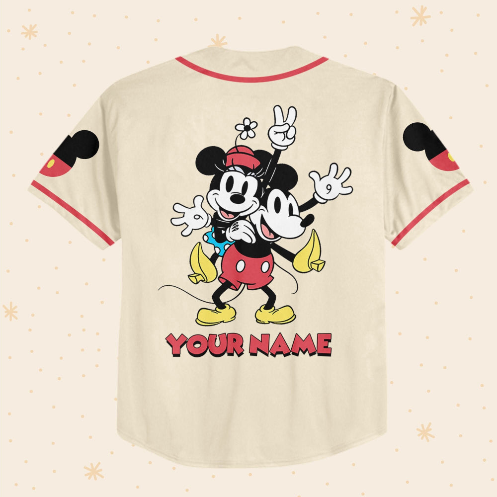 Customized Mickey Love Baseball Jersey with Personalized Horizontal Text - Get Yours Now! - Bafud