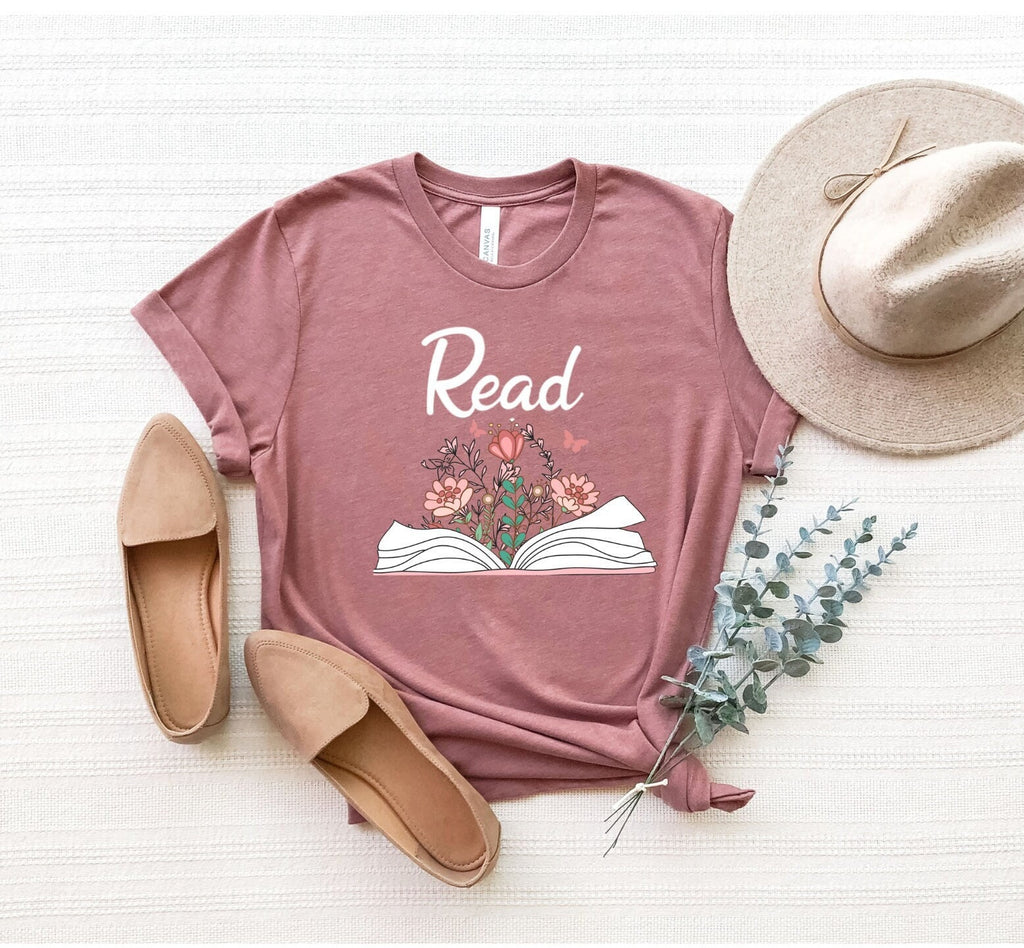 Read Floral Book Reading Book Wildflowers Book Read Book Tee Reading Time Librarian Teacher (1)