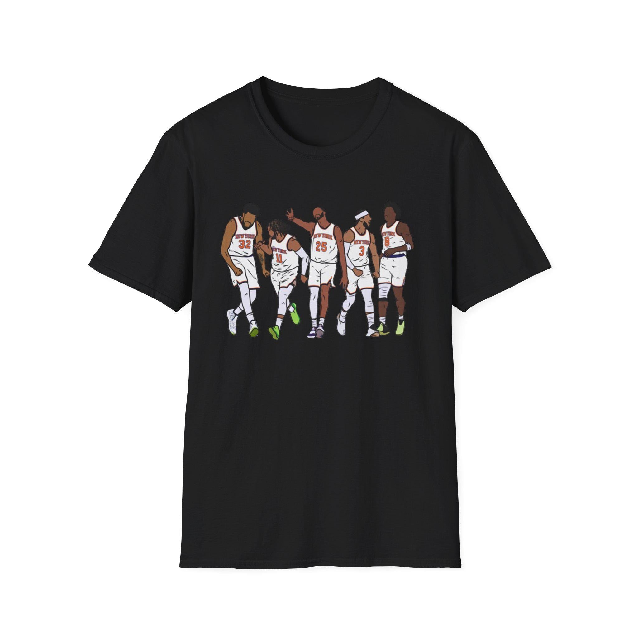 Knicks Starting Five Team York Art Squad Goals White Tee Softstyle Black Champs East (1)