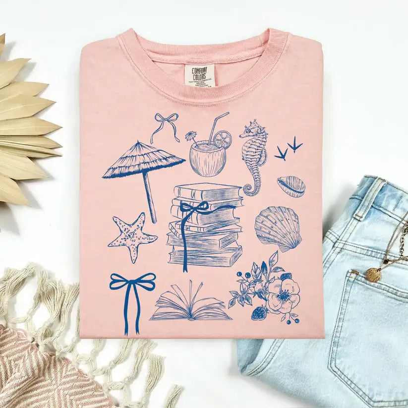 Bookish Summer Sun Beach Comfort Colors Tee
