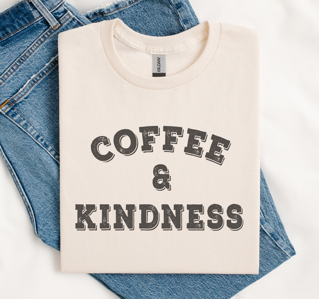 Coffee & Kindness Shirt, Coffee Gift Tee, Soft Gildan