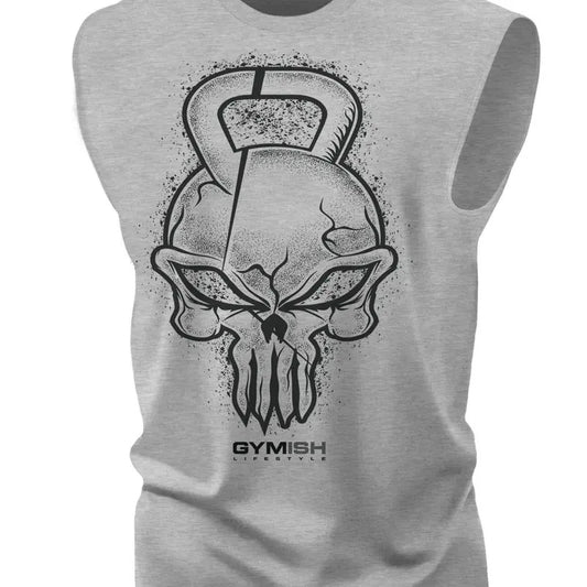 028. Gym Reaper Skull Funny Workout Muscle Tank Top for Men
