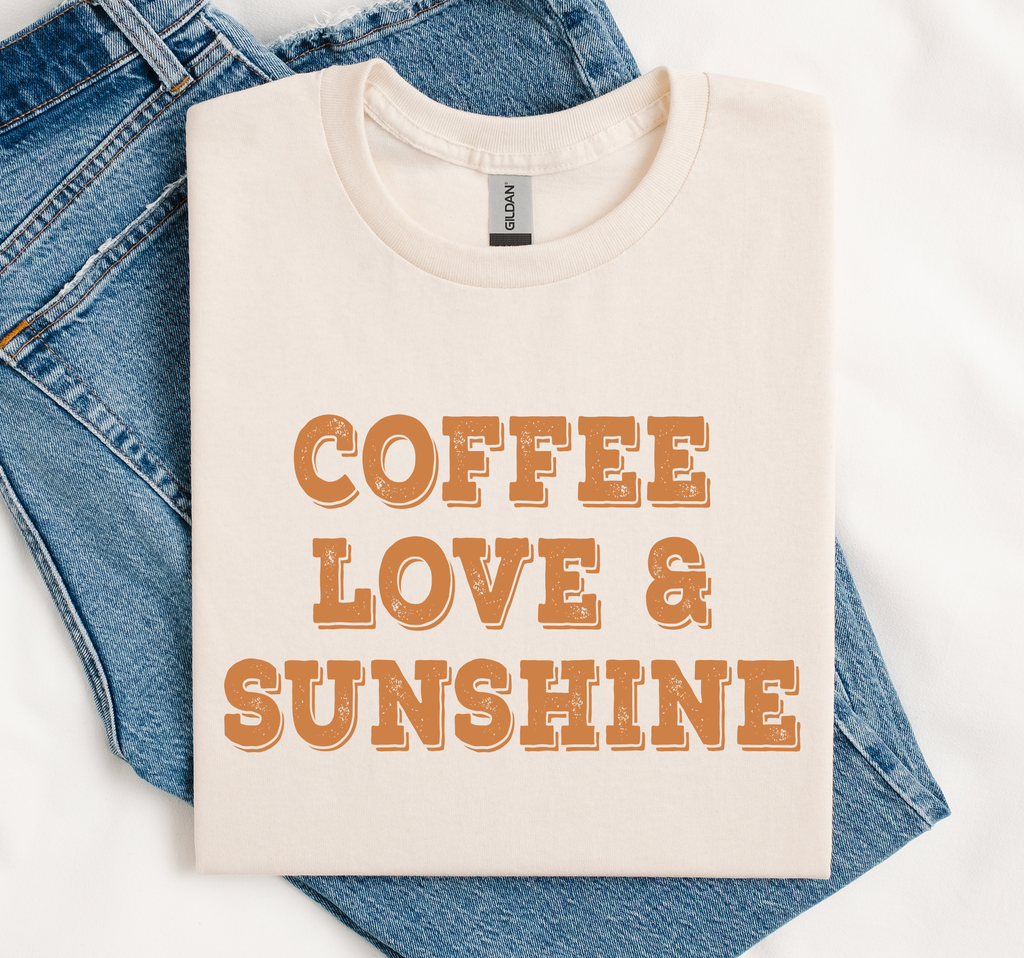 Coffee Love & Sunshine Tee, Summer Coffee Shirt, Soft Gildan