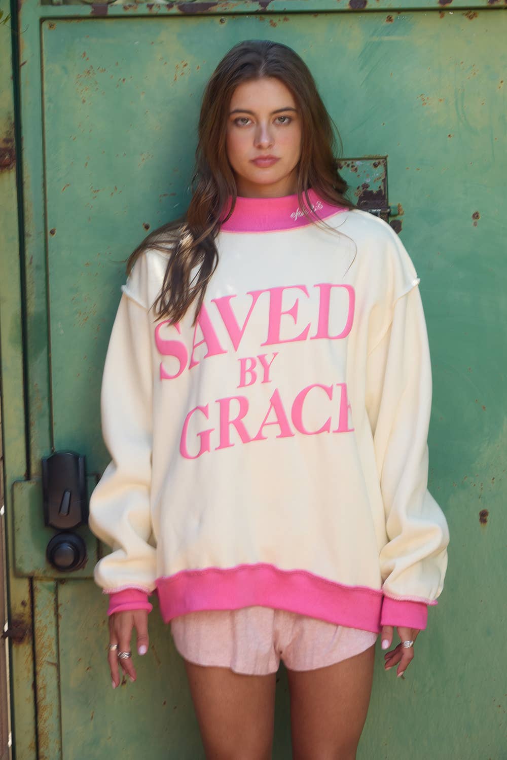 IT2594P-SAVEDBYGRACE | Saved By Grace Puff Print Sweatshirt