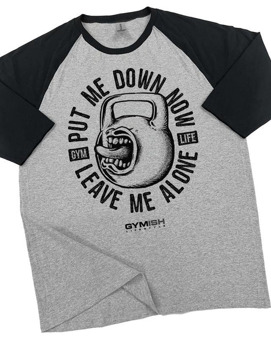 052. RAGLAN Leave Me Alone Funny Workout Gym T-Shirt for Men