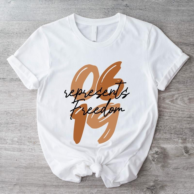 06 19 Represents Freedom Shirt, Independence Day T-shirt, Black History Month Tee, Juneteenth Short Sleeve, Unisex Freedom Gift Tee, Different Races Skin Shirt. Casual Cotton