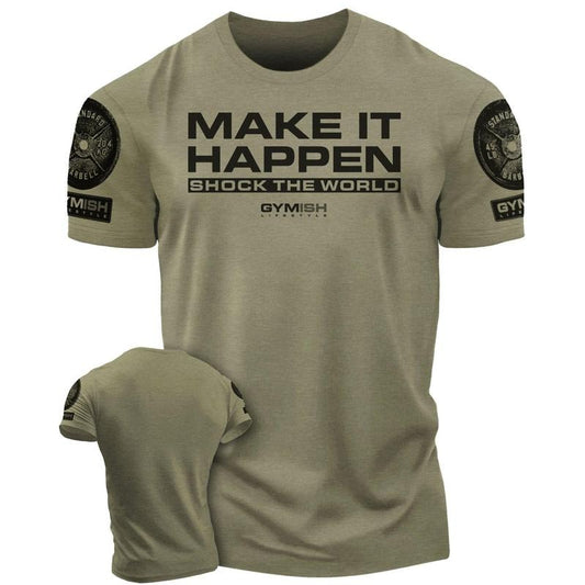 061. Shock The World Funny Workout Gym T-Shirt for Men
